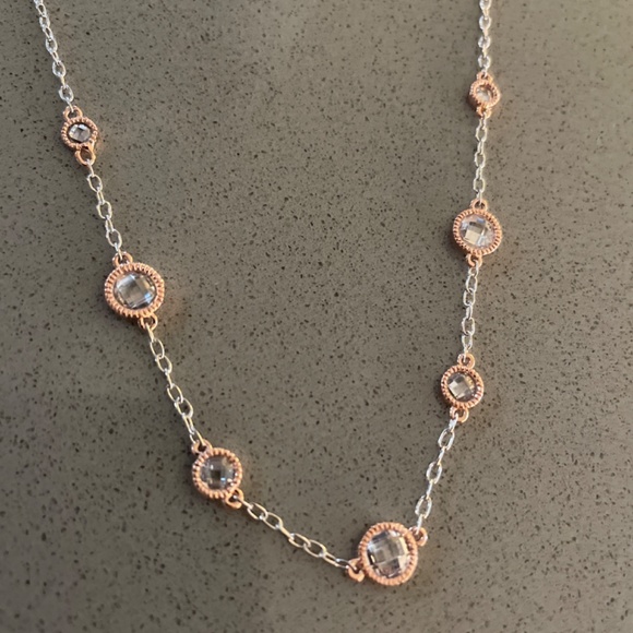 New lia sophia Kinley necklace silver rose gold tones - Picture 5 of 5